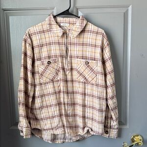 Kori Beige and Yellow Plaid Shirt